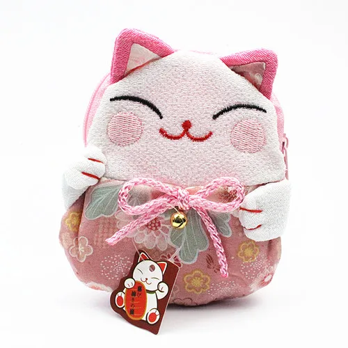 M297 милый счастливый галстук-бабочка для кота веревка 5 цветов молния ноль кошелек ткань Кошельки для монет для женщин студенческий подарок - Цвет: pink