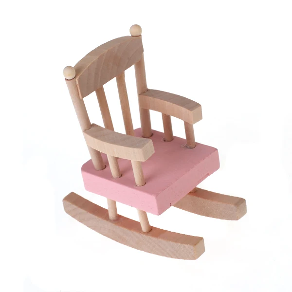 1:12 Scale Doll House Furniture Wooden Miniature Baby Nursery Room Crib Chair Bed Kids Children Gift Pretend Play Toys Pink