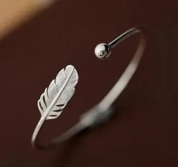 

Oly2u 2017 New Fashion Adjustable Open Feather Bangles Bracelet for Women Leave Wedding Gifts SYSZ009
