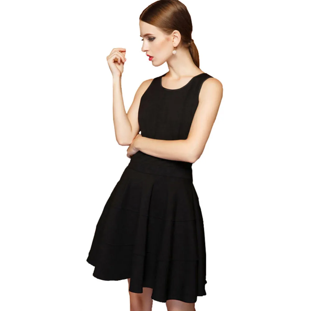 Simple Cheap Black O Neck Short Mini Prom font b Dresses b font Sleeveless with Puffy