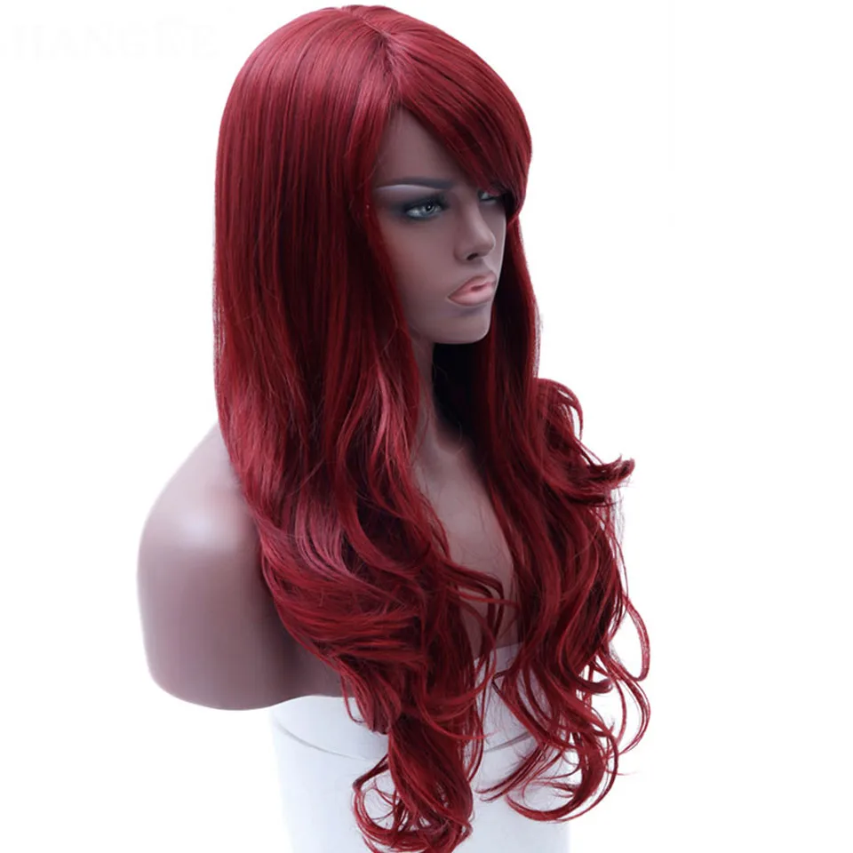 Pelucas sintéticas onduladas peluca roja larga DIFEI para mujeres negras parte lateral peluca resistente al calor peluca roja Cosplay Pelucas sintéticas onduladas peluca roja larga DIFEI para mujeres negras parte lateral peluca resistente al calor peluca roja Cosplay