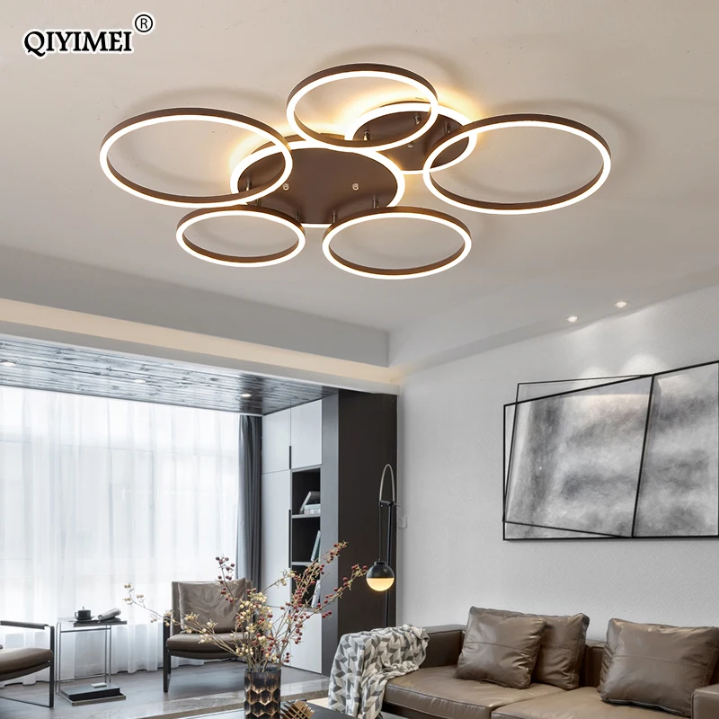 Surface Mounted Led Chandelier White&Coffee Body Modern Led Chandelier Lighting Living room Bedroom Kitchen Dining room L