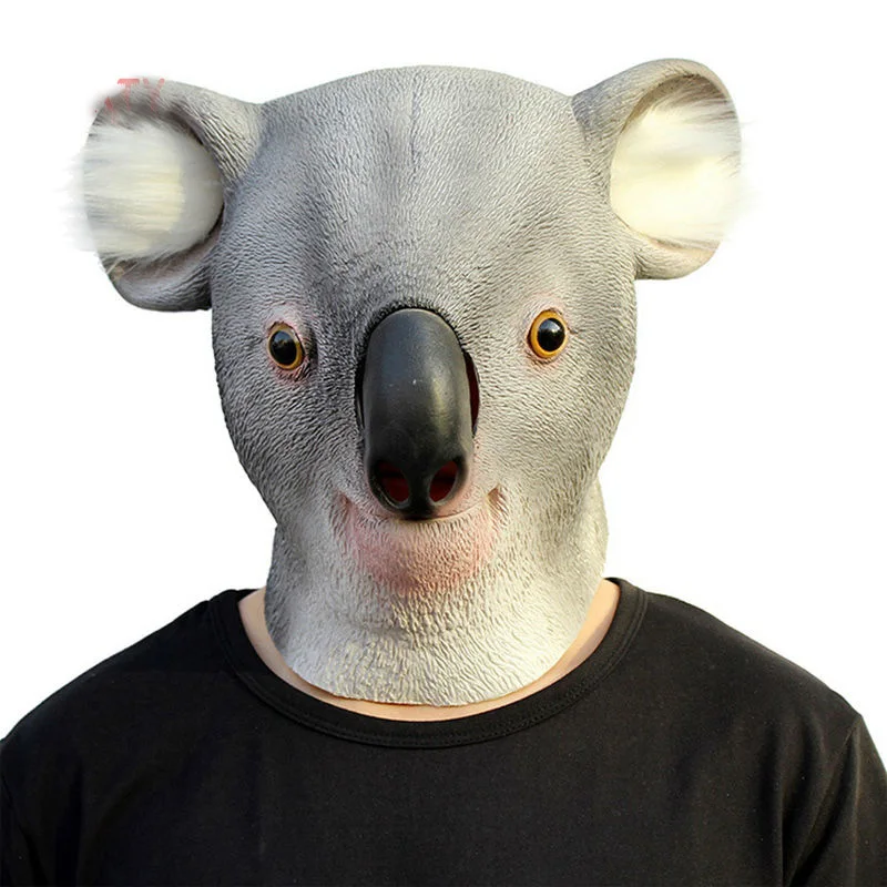 Latex Animal Party Mask Koala Full Face Adult Cosplay Realistic Masquerade Fancy Dress For Masks Halloween | Дом и сад