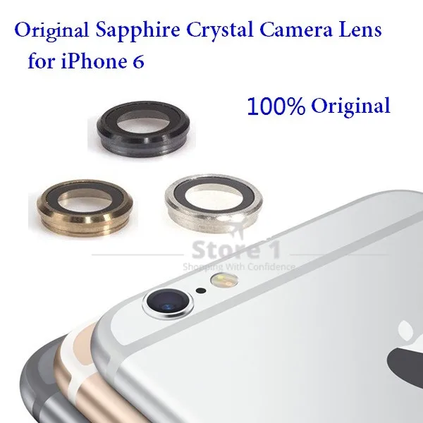100% оригинал для Apple iPhone 6 объектив камеры; сапфировое стекло задняя камера стекло объектив с корпусом для iPhone 6 4,7 дюймов - изображение