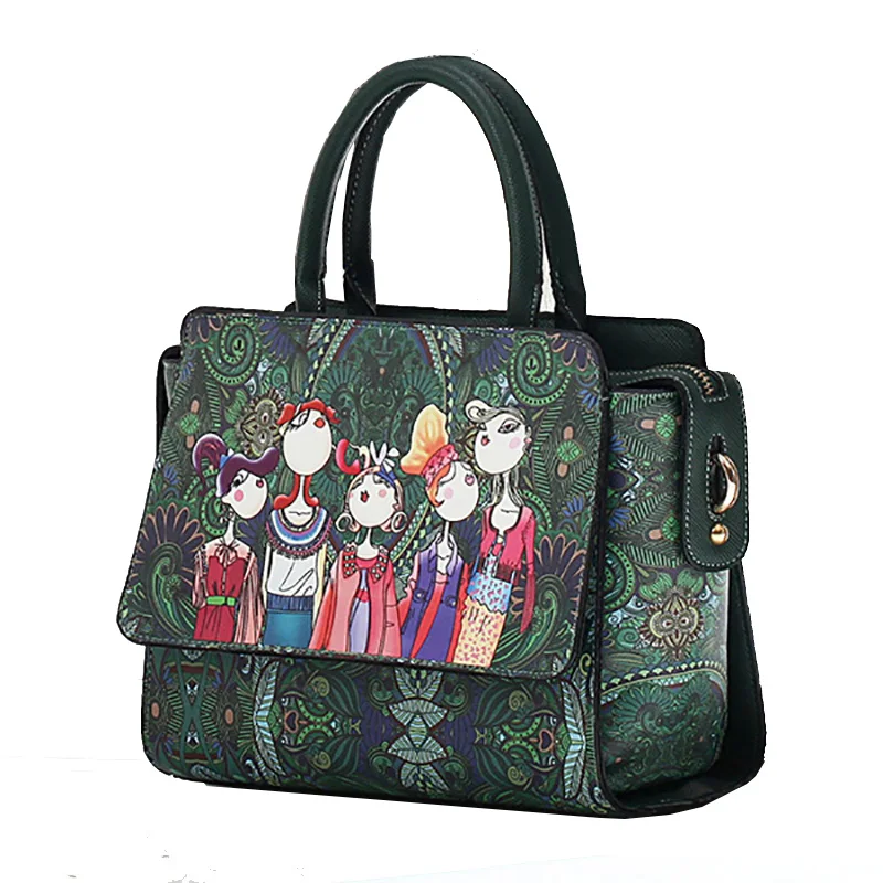 

2018 Women Bag Patchwork Forest Girl Green Flap Bag Designer Leather Fashion Messenger Bags Ladies Single Shoulder Bag bolsos