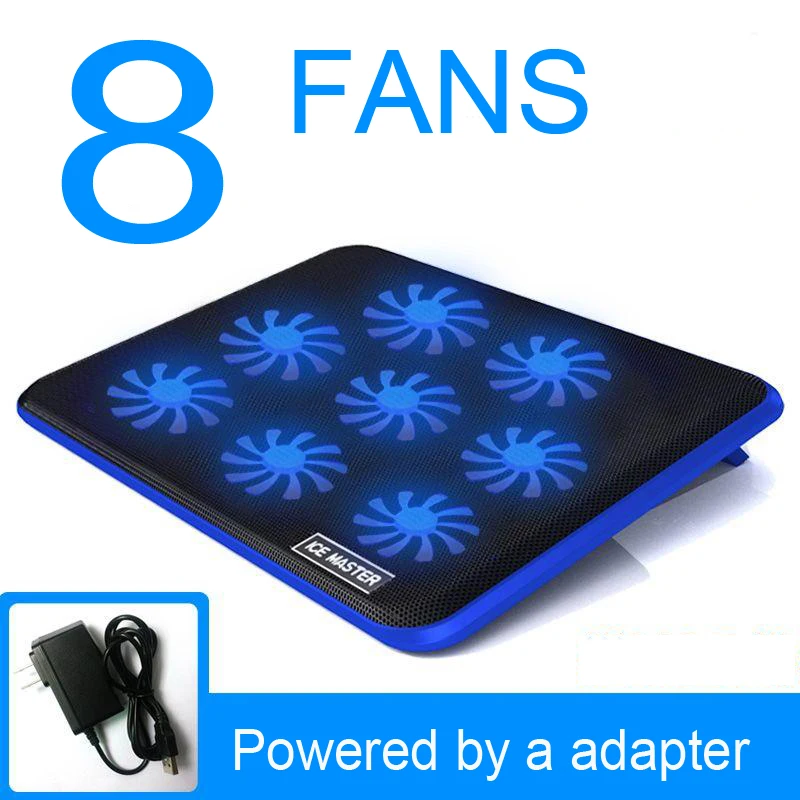 

F8 8 Fans Notebook Cooling Pad Base Radiator Cooler with Charger Silence 14" 15.6" Laptop