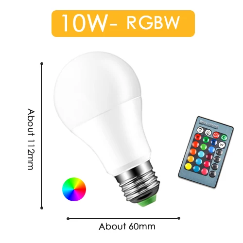 Светодиодный RGB Лампочка RGBW RGBWW лампа e27 5 Вт 10 Вт 15 Вт красочный светильник ing 110 В 220 в 240 В дистанционный Диммируемый ночной Светильник для праздничной вечеринки - Испускаемый цвет: RGBW 10w