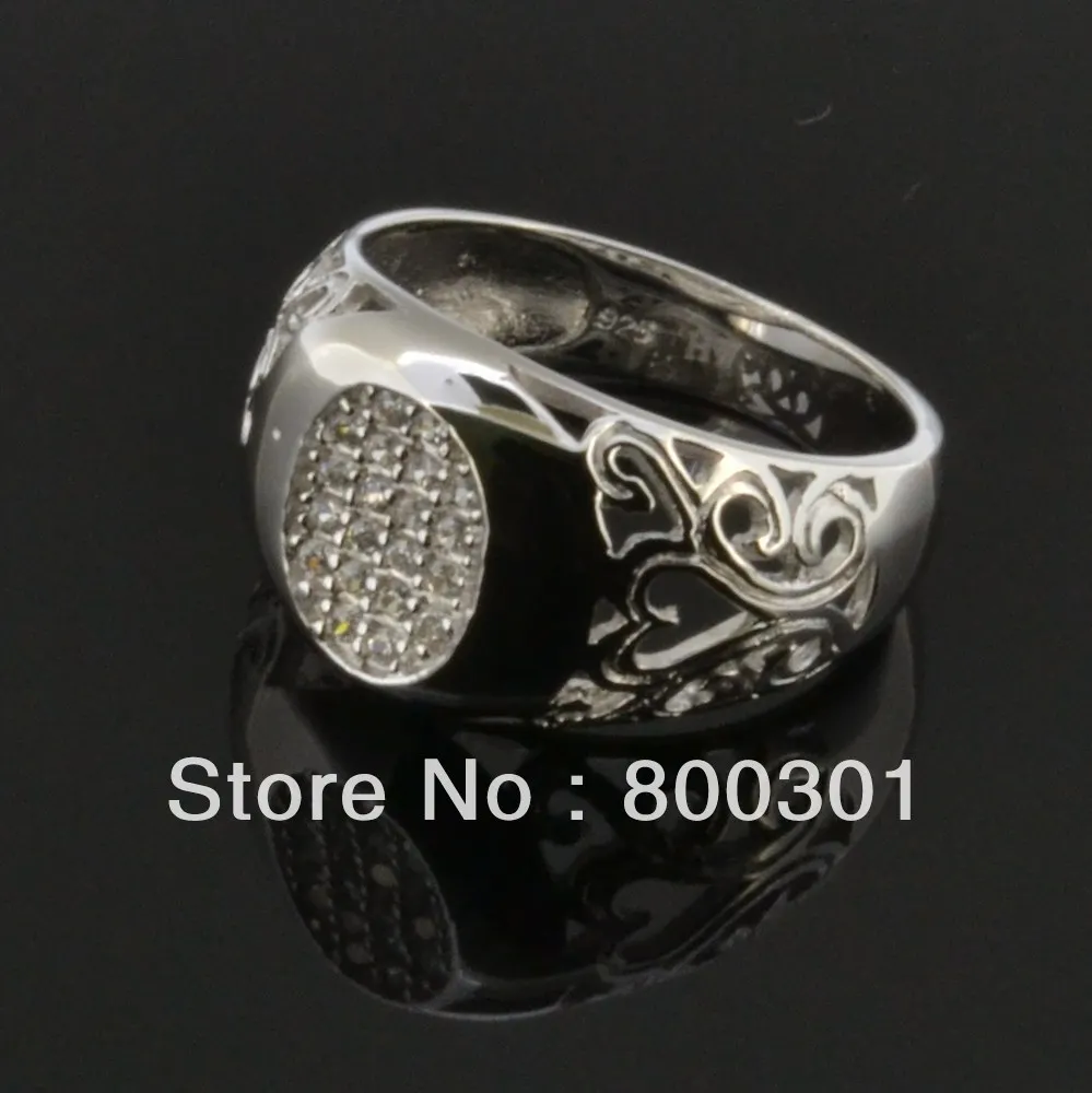 

2017Hot Selling Luxury Men's Silver Ring Shiny Cubic Zirconia Wedding Party Jewelry Beautiful Birthday Wholesale