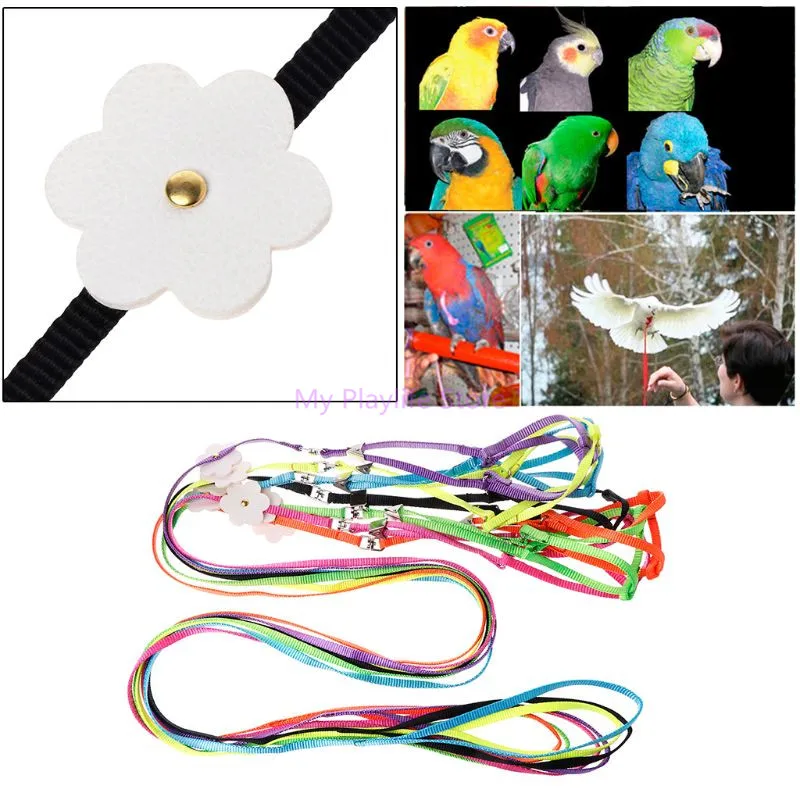 

Pet Bird Parrot Harness Small Pets Parakeet Leash Soft Colorful Outdoor Adjustable Strap Training Rope Flying Cross Band C42