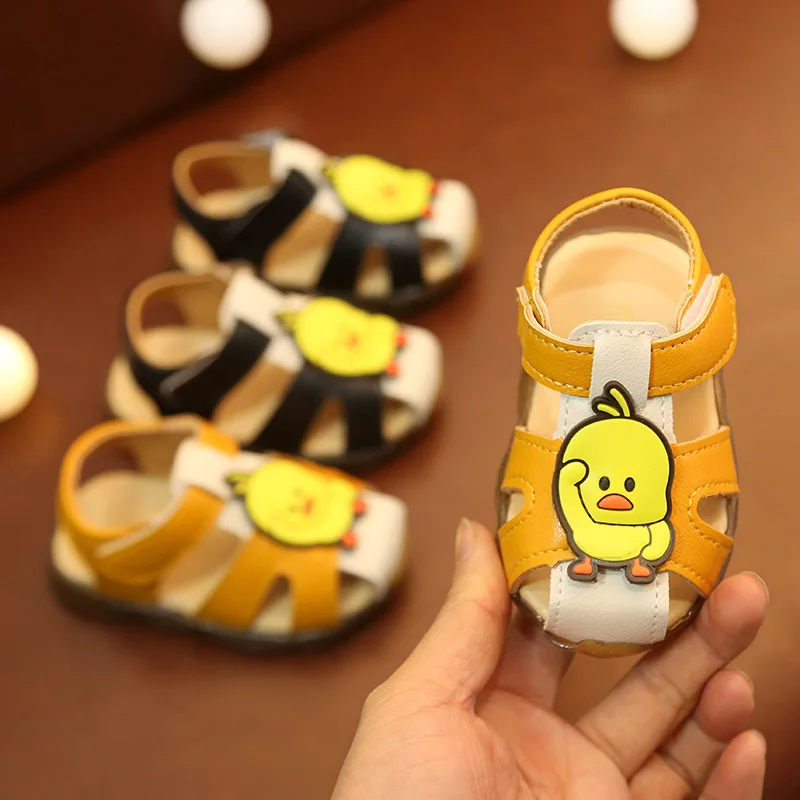 

Summer Cute Baby Boys Sandals Toddlers Kids Soft Sole Cow Muscle Toddler Shoes Cartoon Little Yellow Duck Anti-slip 7M-3 Years