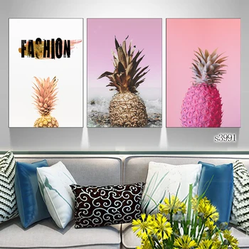 

Canvas Wall Fashion Pineapple Ananas Home Decor Colored Background Simple Fruit Minimalism Graphics Ease Relaxed Clear