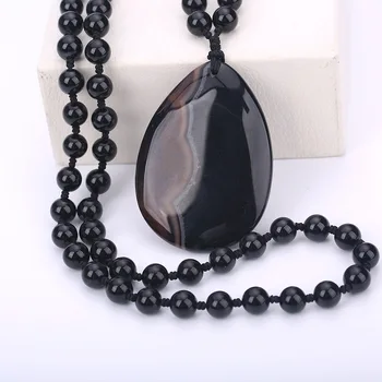 

3A Natural Stone Water Drop Pendant Pendulum Black Agate Healing Crystal Amethyst & Opalite Obsidian Chakra Healing Reiki Beads