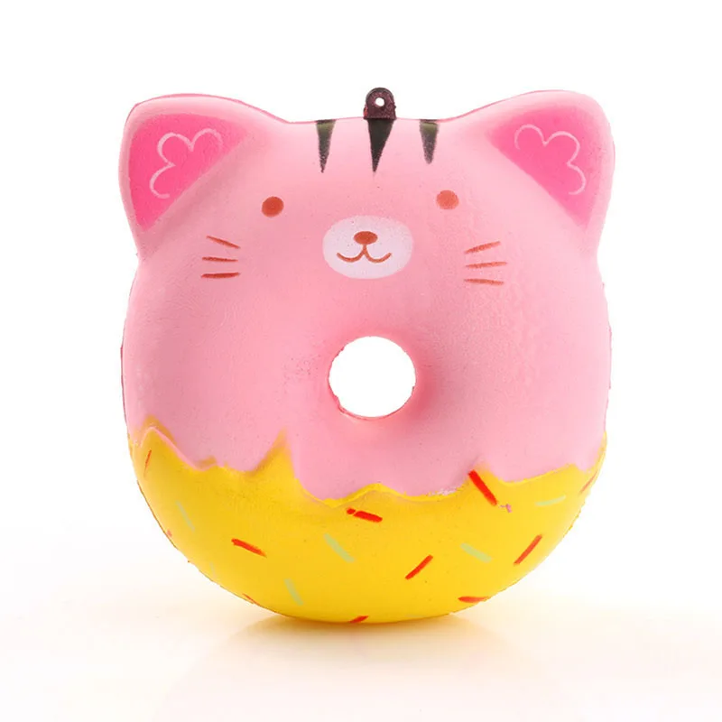 

FBIL-New Squishy Slow Rising Kawaii 10cm Cat Donuts Soft Squeeze Cute Phone Strap Pendant Kid Toys Gift