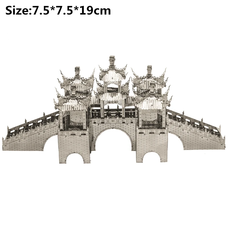 Архитектурные 3D металлические Пазлы всемирно известное строение башня собора мост в саду головоломка ручной работы подарок игрушки - Цвет: The lotus bridge
