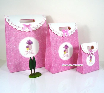 

Pink Blue Paper Gift Bags with ribbon, Kid Birthday Decoration Candy bag Craft Paper Bags Wedding Baby Shower 100pcs/lot
