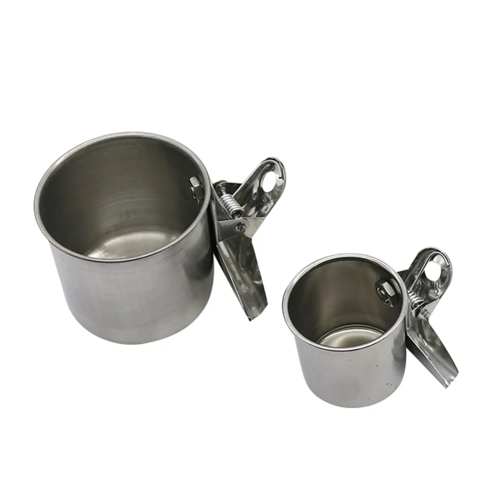 New Metal Bird Parrot Feeder Food Water Feeding Bowl Pet Cage Clip Cup Dispenser Pet Supplies Parrot Drinker Supplies 1Pc
