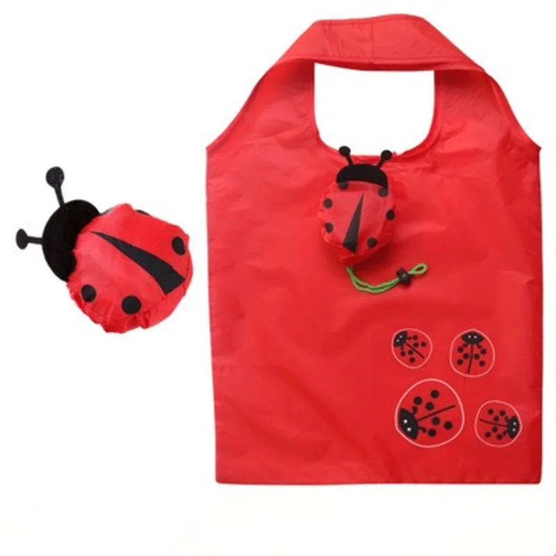 

Hot Eco Storage Handbag Animal Septempunctata Shape Foldable Shopping Bags Reusable Folding Grocery Nylon Large Bag