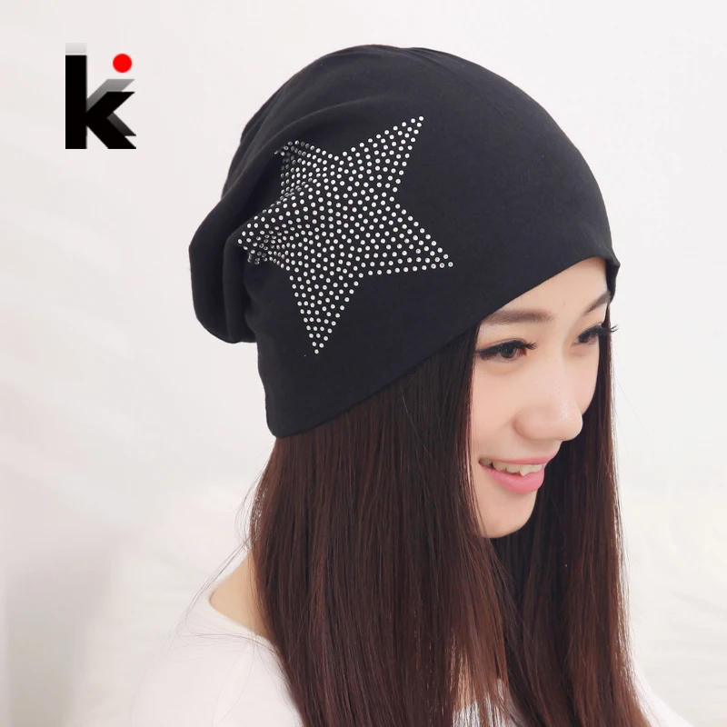 

Free shipping autumn and winter beanies diamond turban Pentacle cap skullies hip-hop stocking hat for women men bonnet 4 colors