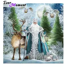 Алмазная живопись Ever Moment, полностью квадратная дрель, Рождественская елка, Санта Клаус, лось, зимнее украшение для дома, мозаичные Стразы S2F196