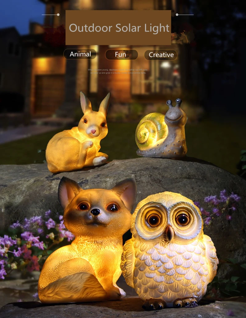 Solares para Jardim Criativo Luzes Decorationr Coruja Animais Forma Noite Gramado Solar-powered Lâmpada Outdoorsolar Casa Lâmpadas Led 2 Lâmpada outdoorSolar Casa Lâmpadas