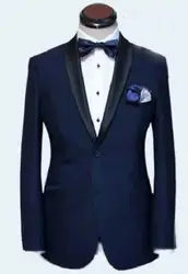 Полуночный Синий Смокинг на заказ костюм жениха, на заказ темно-синие свадебные костюмы для мужчин, две пуговицы с отворотом мужские