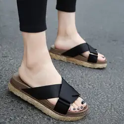2018 летние корейские Повседневные тапочки носить стильные на платформе обувь на платформе пляжная обувь