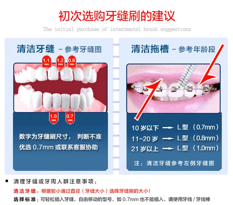 10 шт./компл. L Форма межзубная щетка с Уход за полостью рта Отбеливание Зубов Зубной Палочки зубная, Ортодонтическая зубная щетка зубочистки