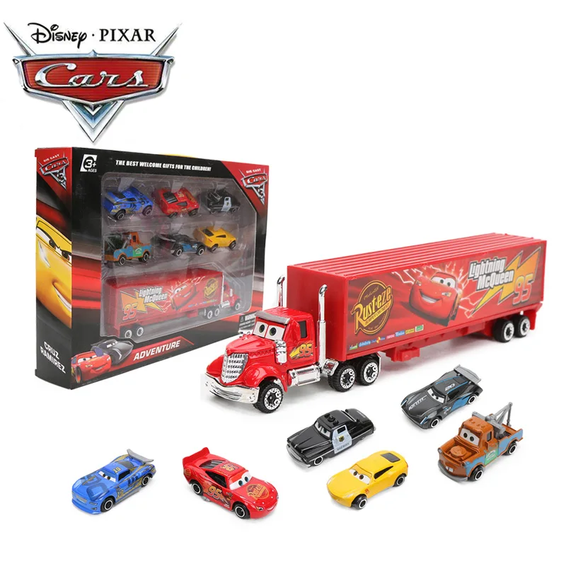 7 шт./компл. Disney Pixar Cars 3 Toys Lightning McQueen Jackson Storm Mater Mack Uncle Truck 1:55 литая под давлением