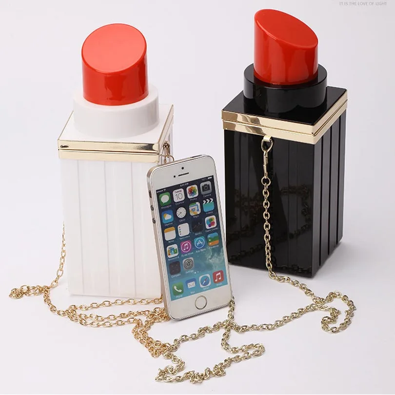 

Fashion Lipstick Shape Women's Crossbody Bags Designer Chain Box Ladies Shoulder Bag Fanny Evening Bags Party Mini Purses 2019