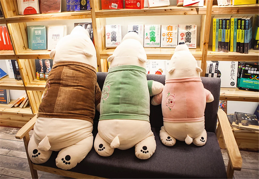 cuddly soft polar bear plush toy soft fluffy stuffed lying white bears pillow doll20