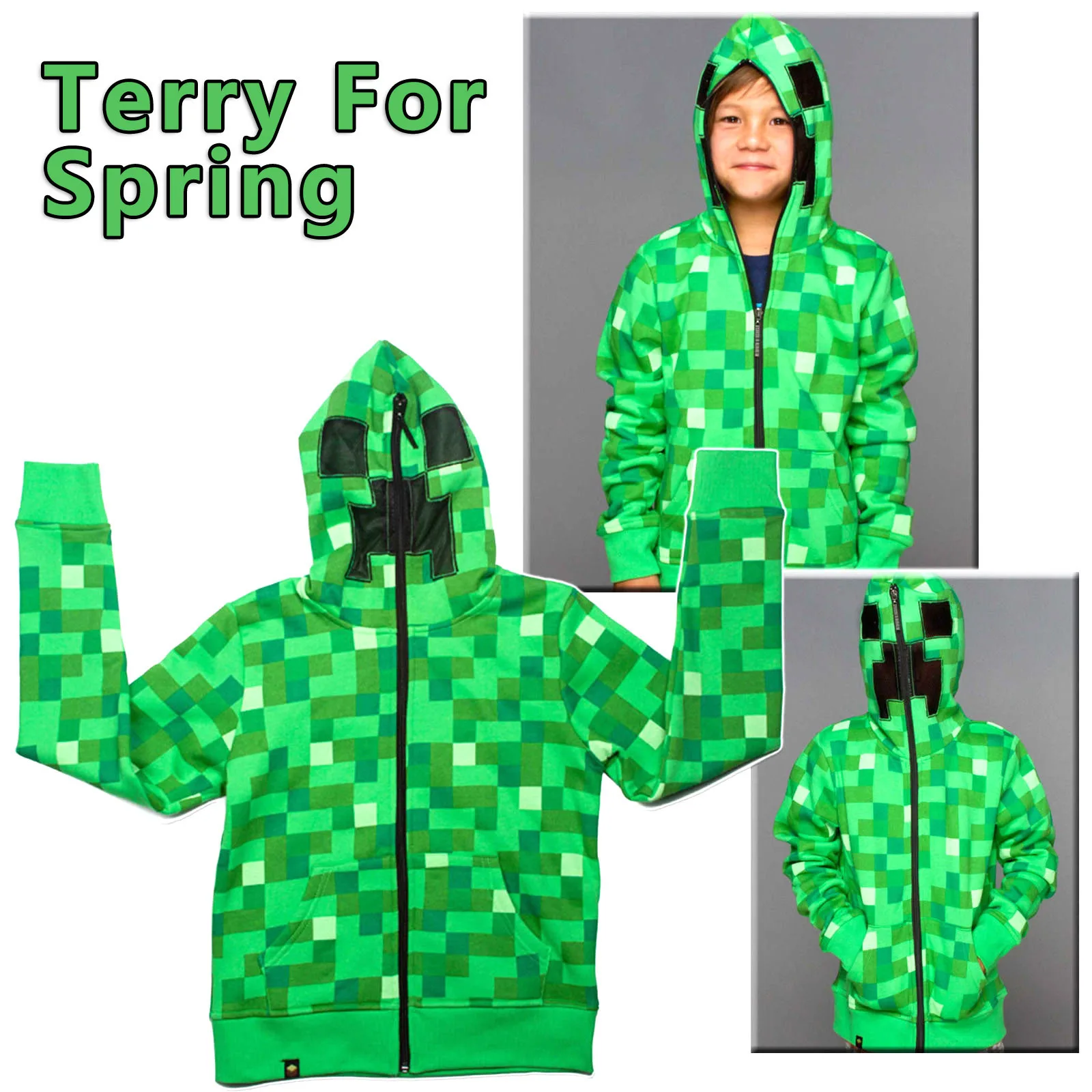 

Hoodies for Boys My World Game Green Sweatshirt 2018 Spring Coat Jacket Kids Children Clothing 2018 Spring Autumn 4 6 8 9 12