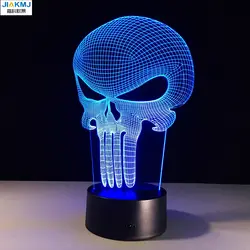 Инновационные 3d Светодиодная настольная лампа лампада LED Цвет ночь бордовый Изменение лампа Каратель Череп multi Цвет ed bulbing