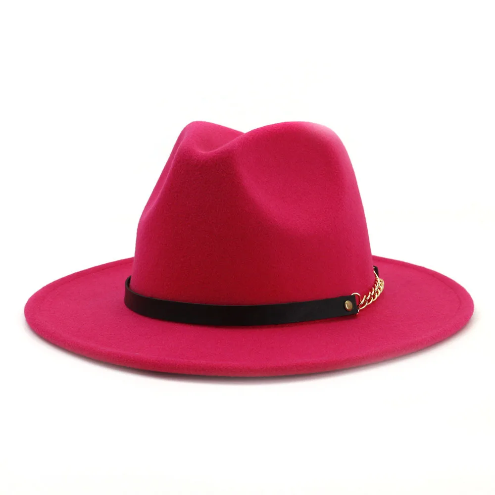 Новая модная мужская шляпа fedoras Женская модная джазовая шляпа лето весна черная Шерстяная кепка Уличная Повседневная шляпа ремень с металлической пряжкой