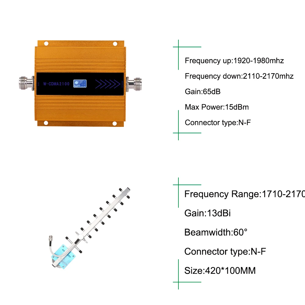  3g Mobile Phone Cellular Signal Amplifier 65dB WCDMA 2100 UMTS 2100mhz Cellphone Signal Repeater 3g