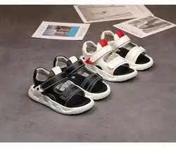 Новинка; корейские детские сандалии; дышащая Нескользящая летняя пляжная обувь с мягкой подошвой для мальчиков; кожаная повседневная обувь