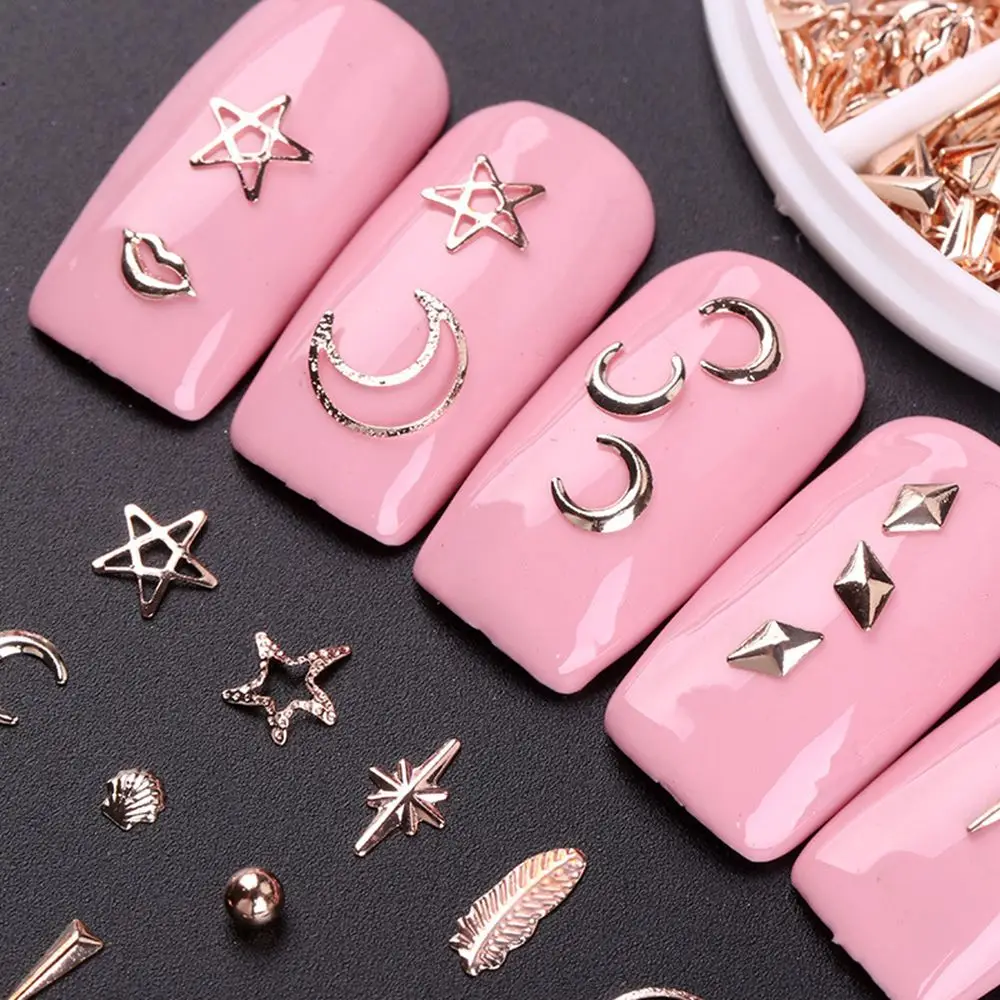 LEKGAVD заклепки из розового золота 3d-украшения для ногтей Морская звезда Луна смешанные аксессуары в колесах для творчества ногтей Стразы шпильки