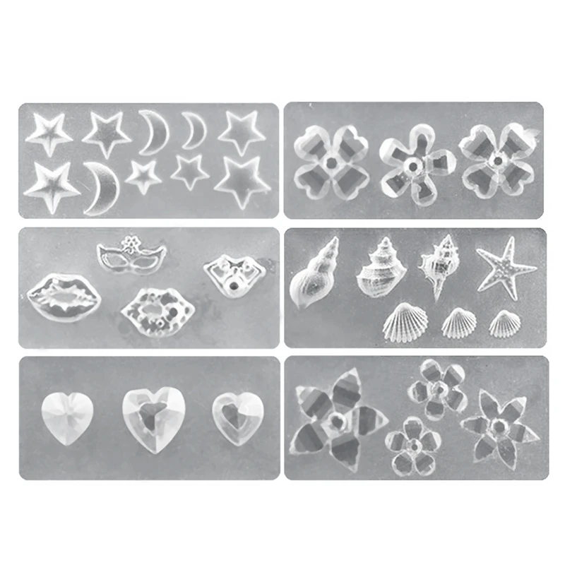 NEW-Silicone Nail Art Molds Set,6Pcs Diy 3D Nail Art Decoration Template Tools