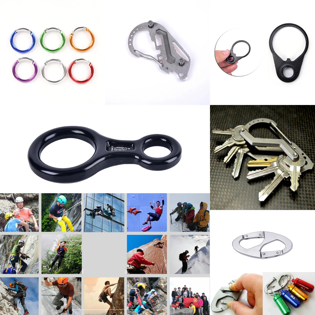 Outdoor Climbing Gear Keychain Ring Climbing Carabiners Abseiling
