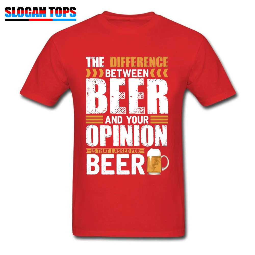 3D Printed Tees New Arrival Crewneck Casual Short Sleeve Cotton Men's T Shirt Print T-Shirt Drop Shipping Difference Between Beer And Your Opinion 3087 red