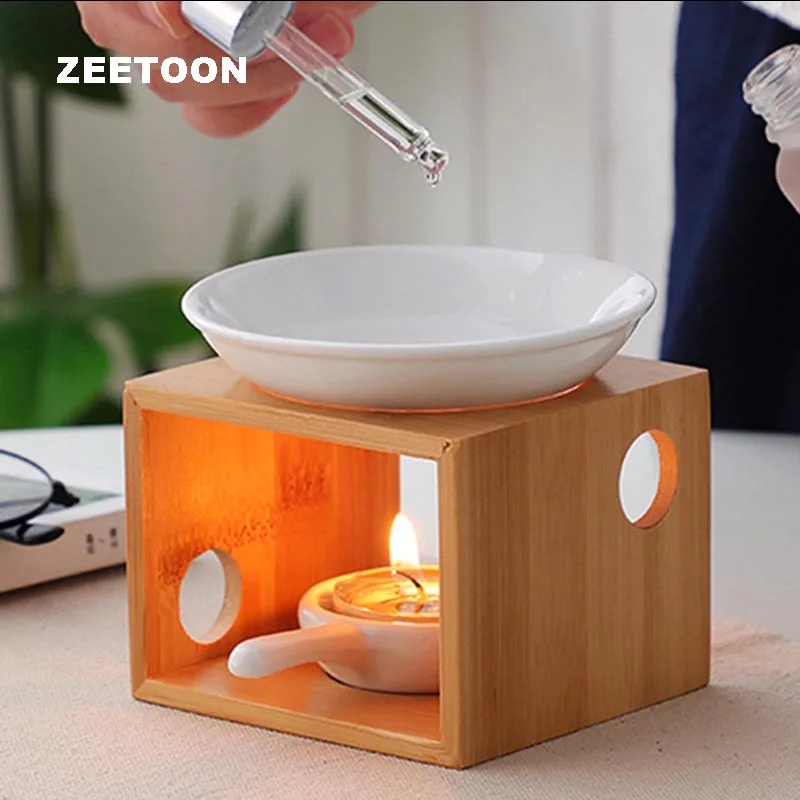 

Natural Bamboo Brief Incense Burner Aroma Lamps Candle Essential Oil Heater Romantic Candlestick Night Light Yoga SPA Censer Art