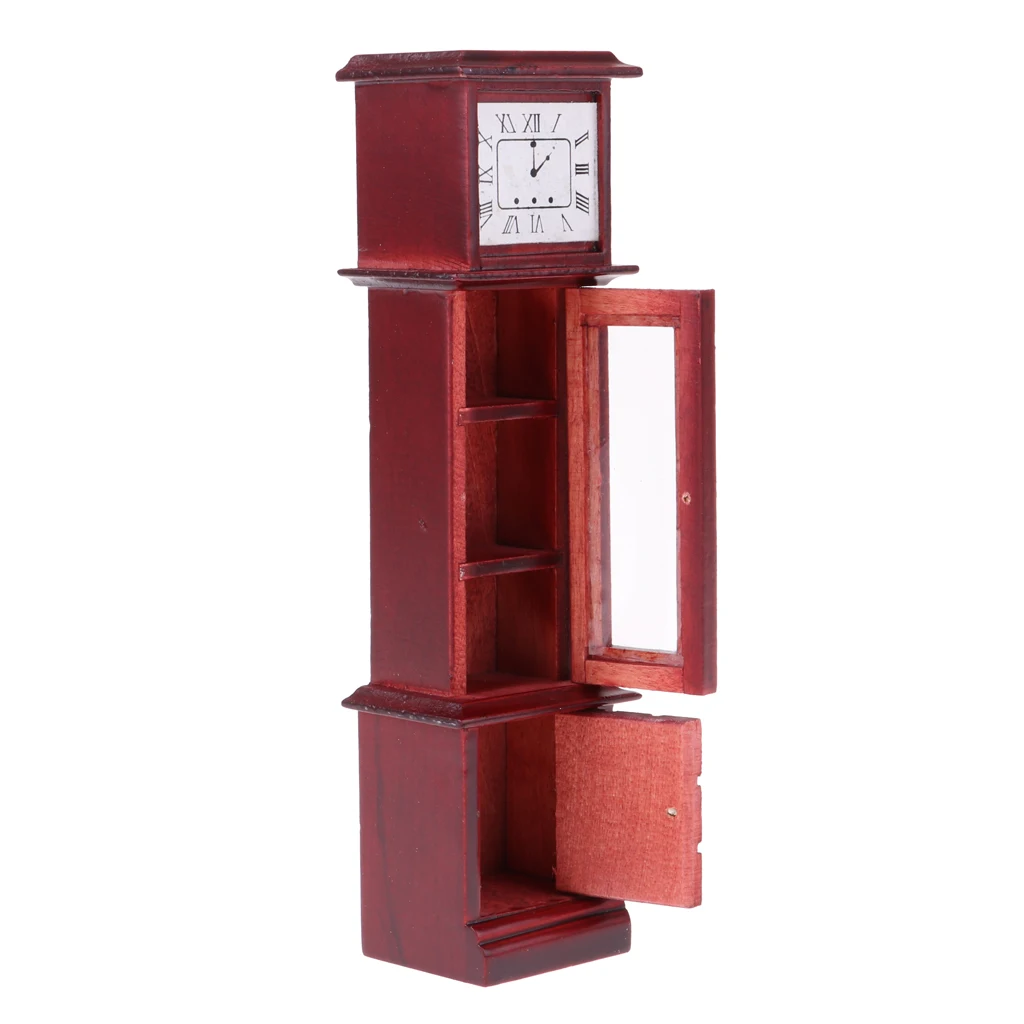 1/12 Scale Dollhouse Living Room Furniture Vintage Annatto Grandfather Clock