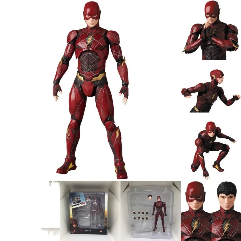 DC COMICS Justice League The Flash MAFEX 058 PVC Action Figure Collectible Model Kids Toys Doll 16C