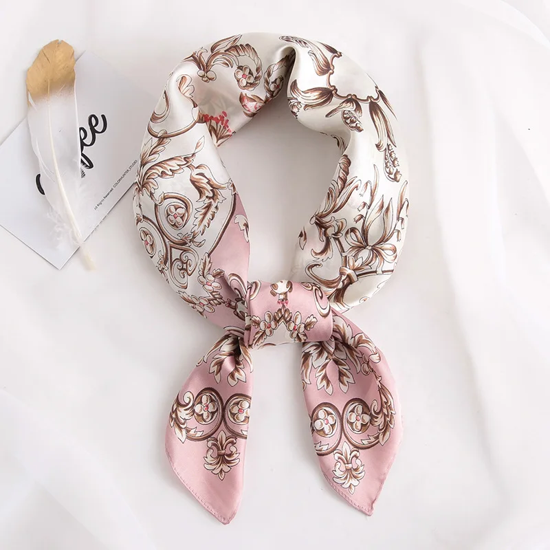 

Luxury Brand 2019 New Fashion Summer Silk Square Scarf Women Satin Neck Hair Tie Band Soft Beach Hijab Head Female Foulard