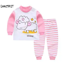 Loozykit/комплект одежды с героями мультфильмов для малышей; повседневная детская одежда; комплект из футболки с длинными рукавами и штанов для девочек; Детские хлопковые топы и брюки