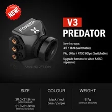 Nova Foxeer V3 Corrida Câmera FPV Zangão Predador Cameras16: 9/4: 3 PAL/NTSC comutável Super WDR OSD 4 ms Latência Upgarded PredatorV2