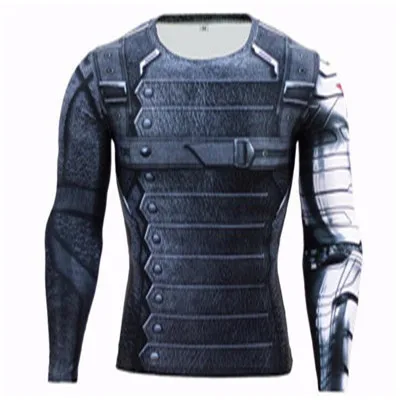 3D Winter Soldier Avengers 3 Compression Shirt Men Long Sleeve font b Fitness b font Crossfit