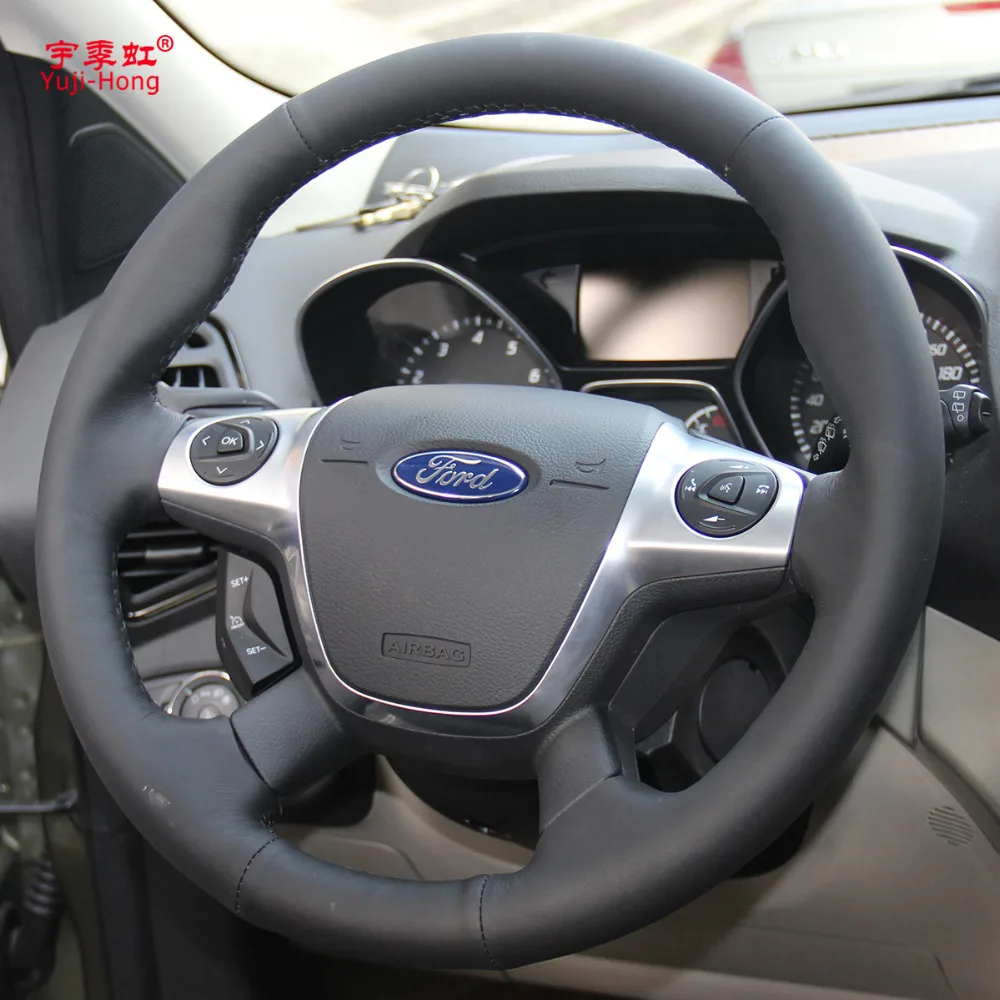 PONSNY искусственная кожа Автомобильный руль чехлы Чехол для Ford Focus 2012 KUGA 2013- ручная прошитая рулевая крышка