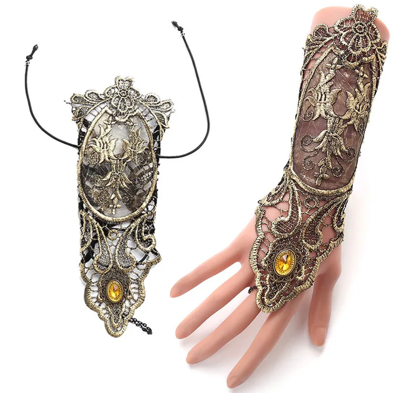 

1 Pcs Woman Lace Gloves Bracelet Gothic Style for Bride Wedding Party CX17