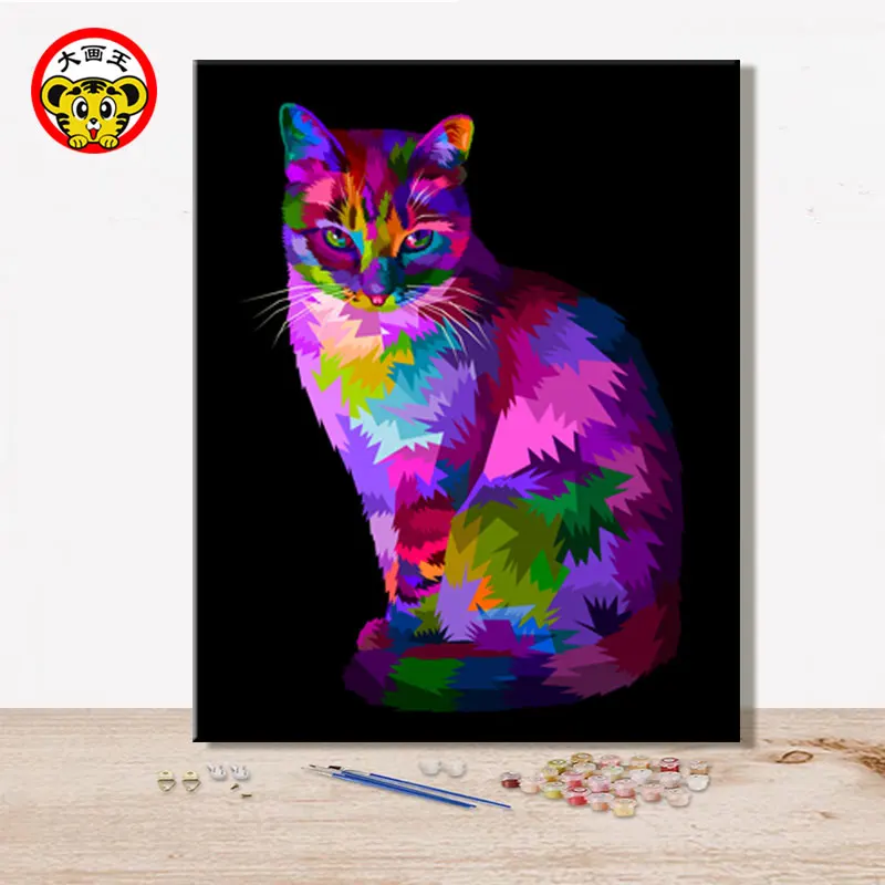 Краска по номерам художественная живопись по номерам быть ядовитым с цветом кошка собака лошадь Сова Абстрактная живопись художественное произведение ручная характеристика - Цвет: 21905