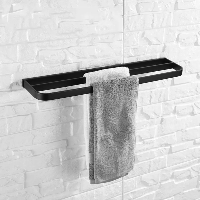 Buy Matte Black 600mm Bath towel rack square double
